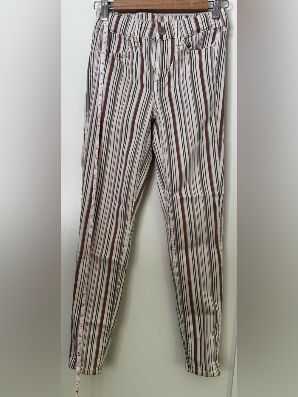 American Eagle Next Level Stretch Striped Skinny Jeans Size 0 Regular - Picture 5 of 10